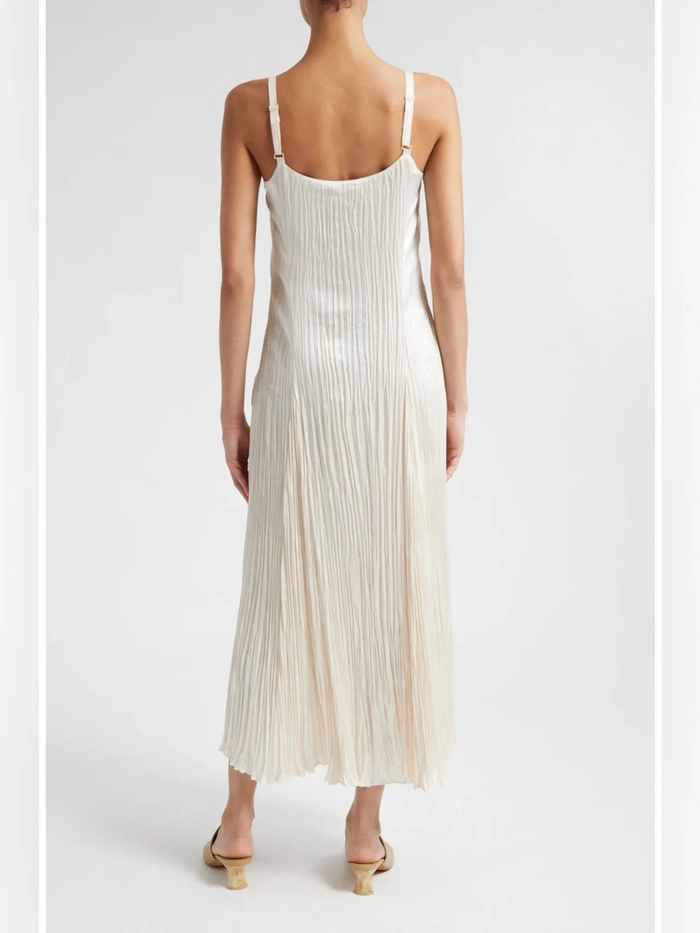 Vince Relaxed Plissé Satin Midi Slipdress Size Small Petite - Picture 2 of 10